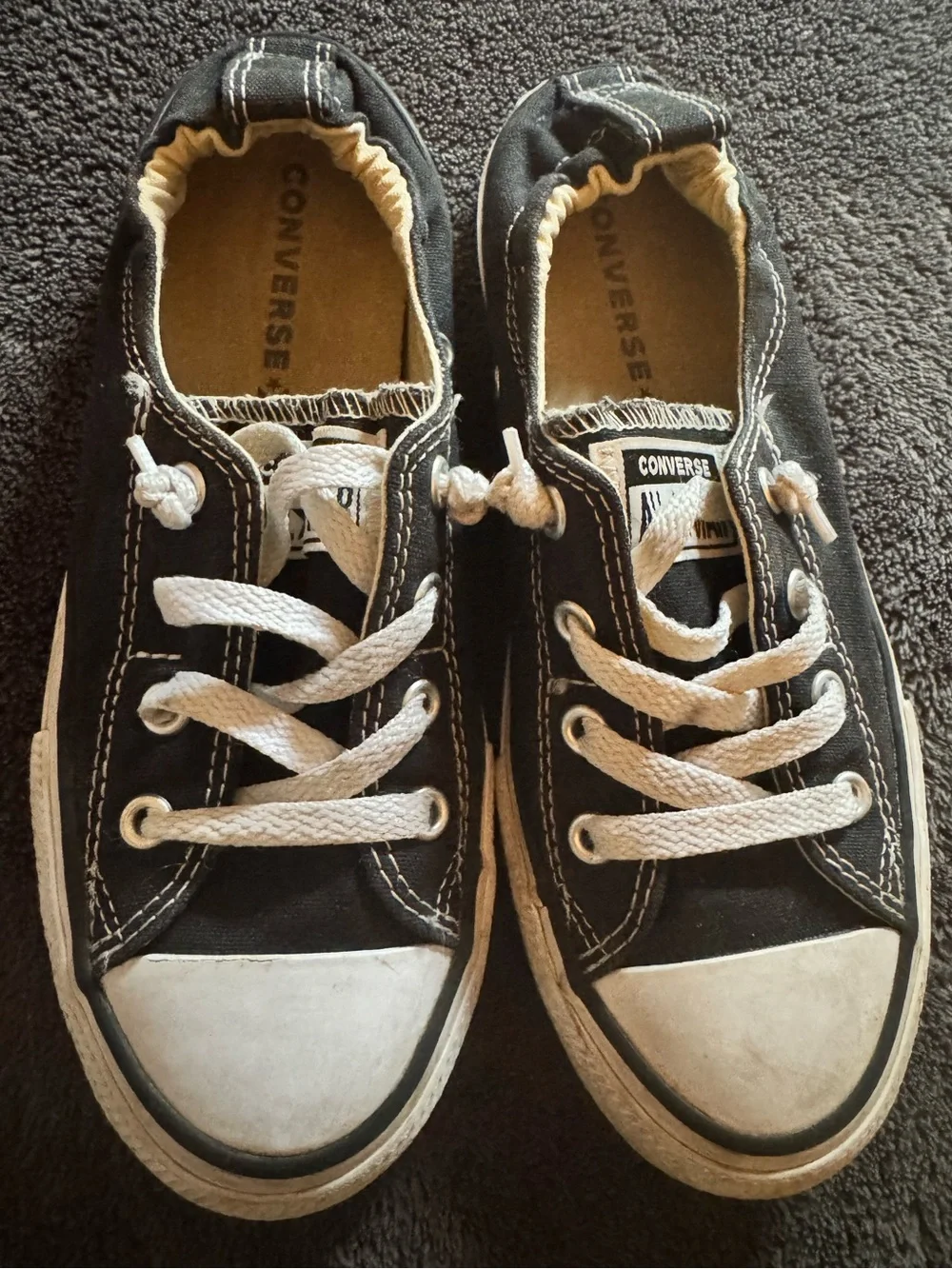 Converse Girls Black Low-Top Chuck Taylor All Star Shorline slip-on sneakers